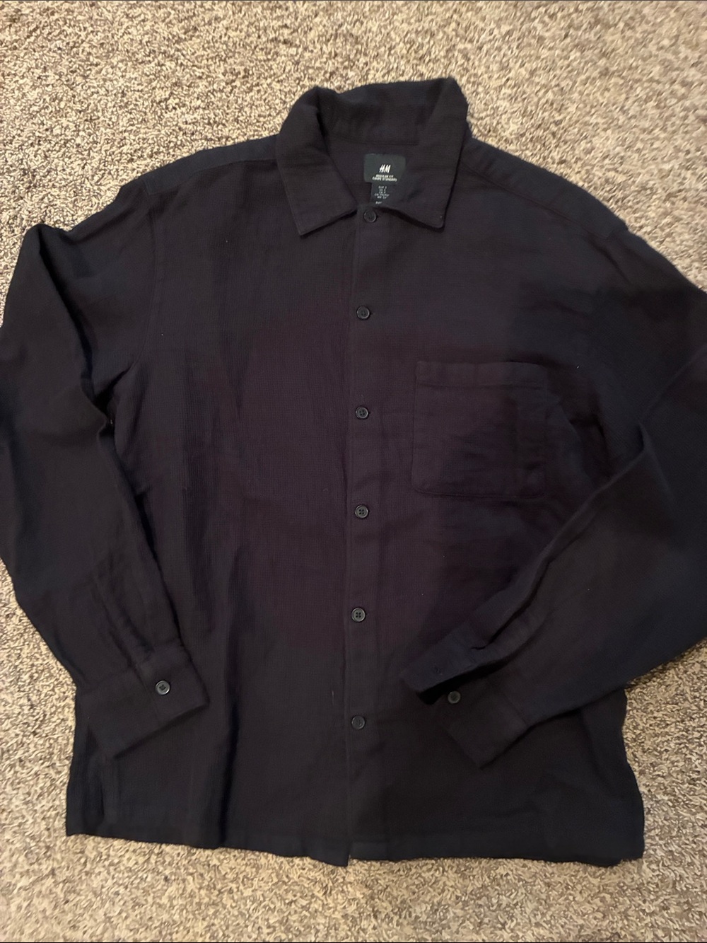 H&M Dark Navy Long Sleeve Button-Down Shirt